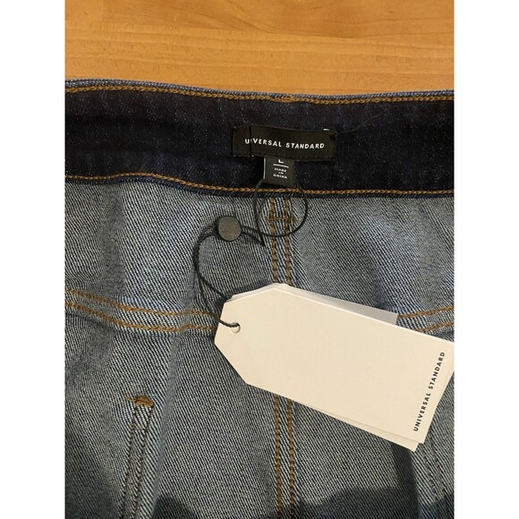 Universal Standard Denim Skirt Size L (22-24) Blue Zip /Button Front New w/ Tags - Picture 3 of 11